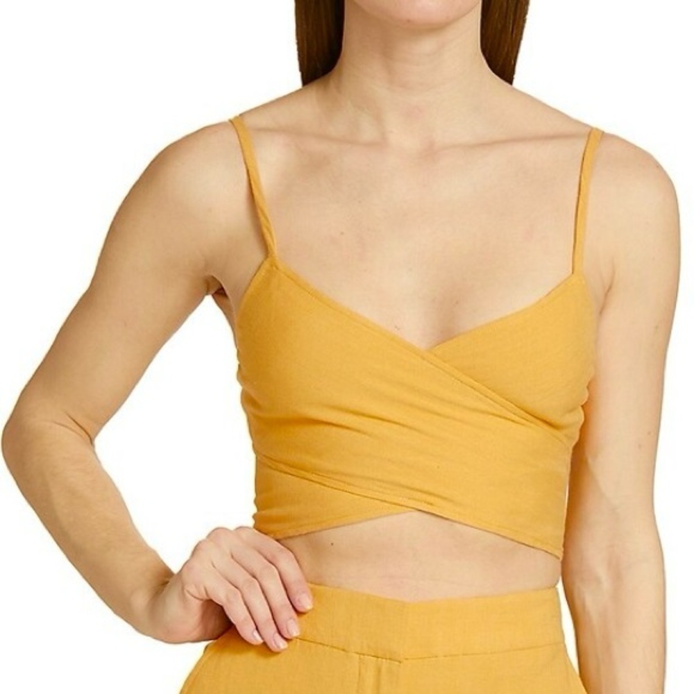 NWOT Derek Lam 10 Crosby GIANNA Linen Blend Wrap Bustier Crop Top SZ 4